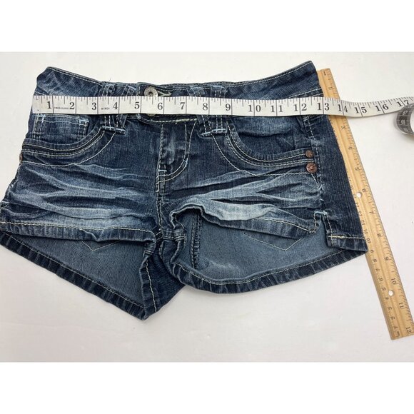 Angels Jeans Womens Distressed Denim Shorts Size 1 Embroidered Pockets 77e - Picture 6 of 6